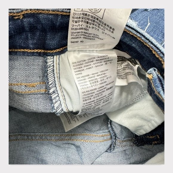 24x30 Levis Jeans Women's 00 721 High Rise Skinny Distressed Dark Blue Denim New - Picture 10 of 11